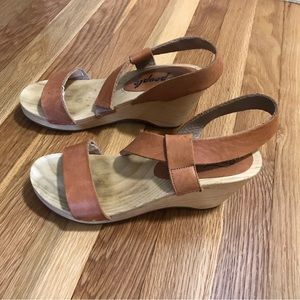 Free People Platform Wedge Wood Leather Sandal 5.5